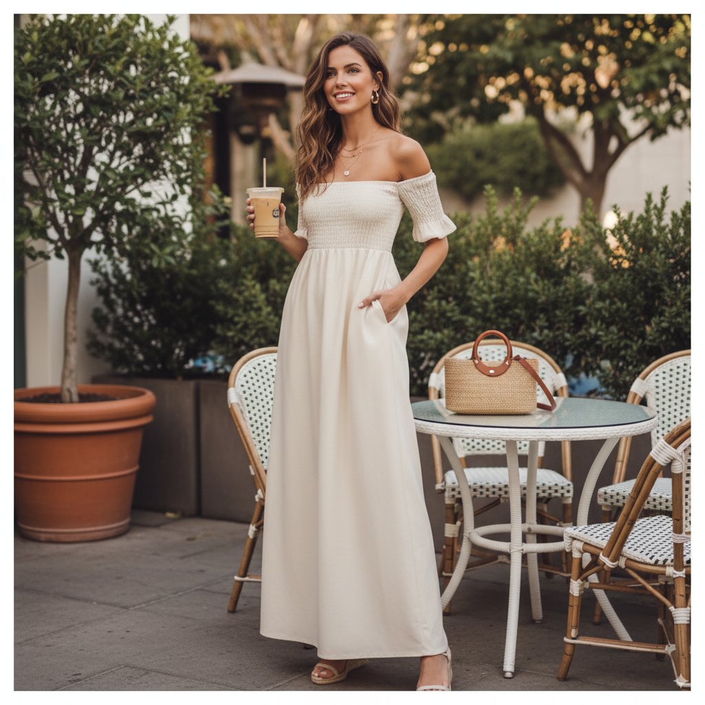 Nwt Staud Mae Off Shoulder Vegan Leather Pu Maxi Dress In Ivory Off White